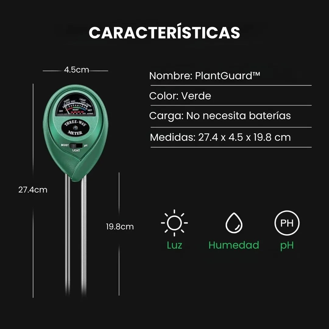 PlantGuard™ - Medidor de Plantas 3 en 1